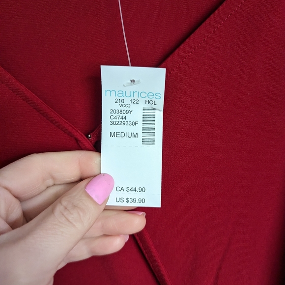 Maurices red ruffle tie dress size medium NWT - Picture 3 of 6